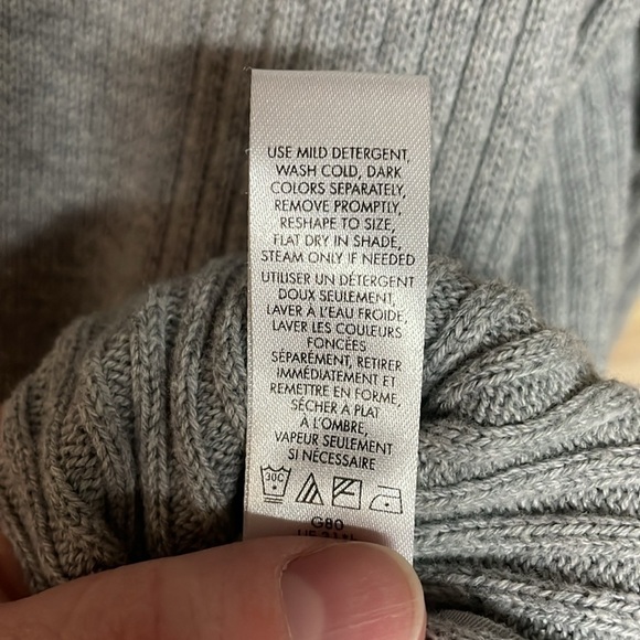 Calvin Klein size large gray mock neck quart zip sweater 100% cotton med weight - Picture 6 of 8